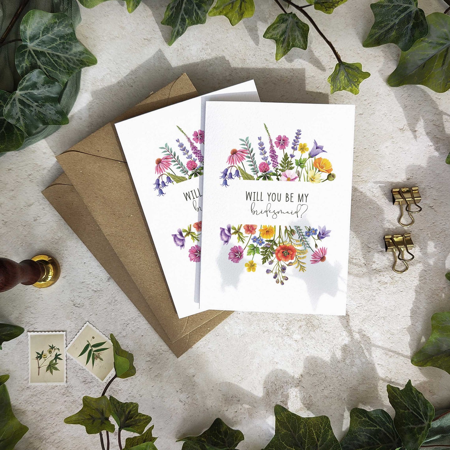 Colourful Flowers Bridesmaid Cards