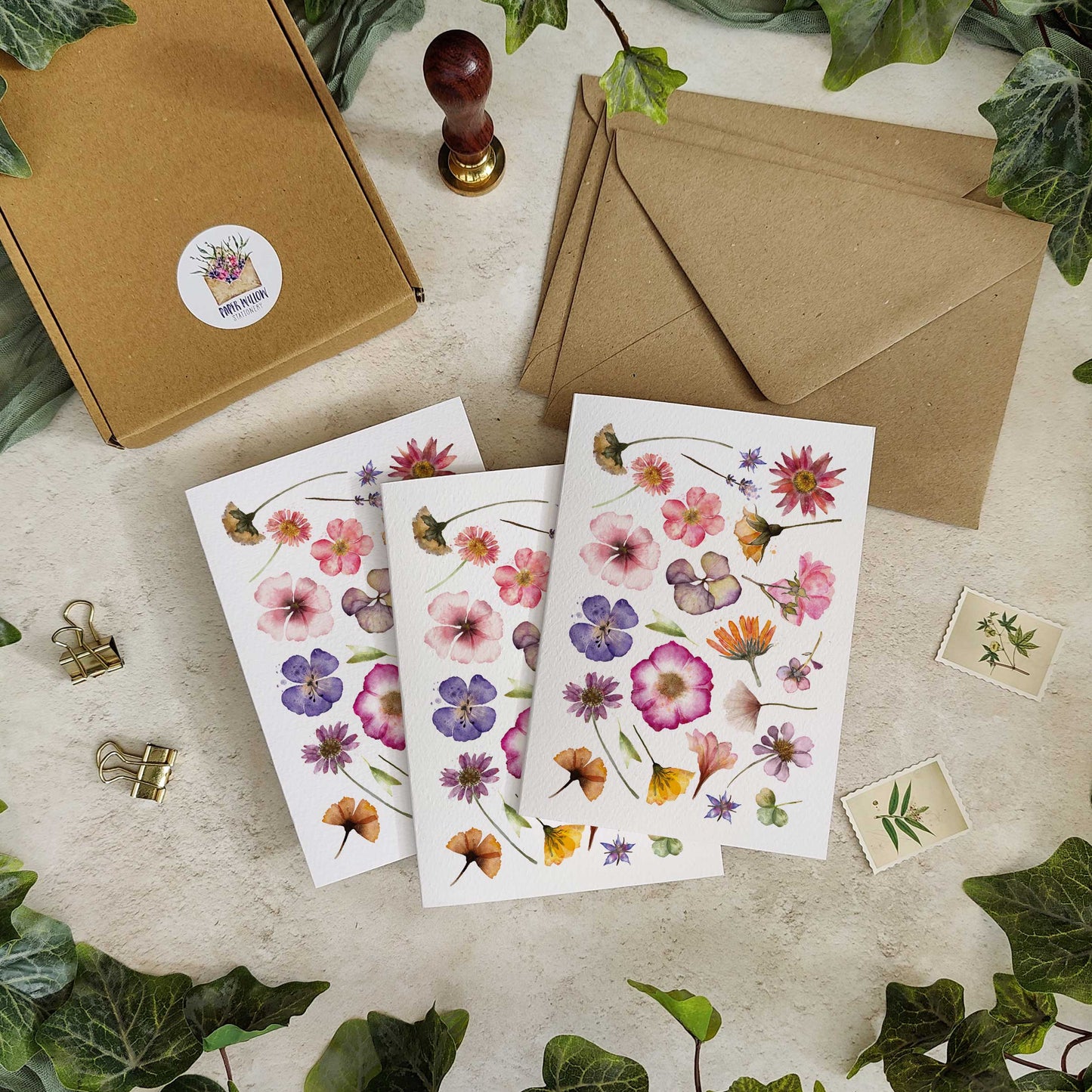 Pressed Flowers Note Cards & Envelopes