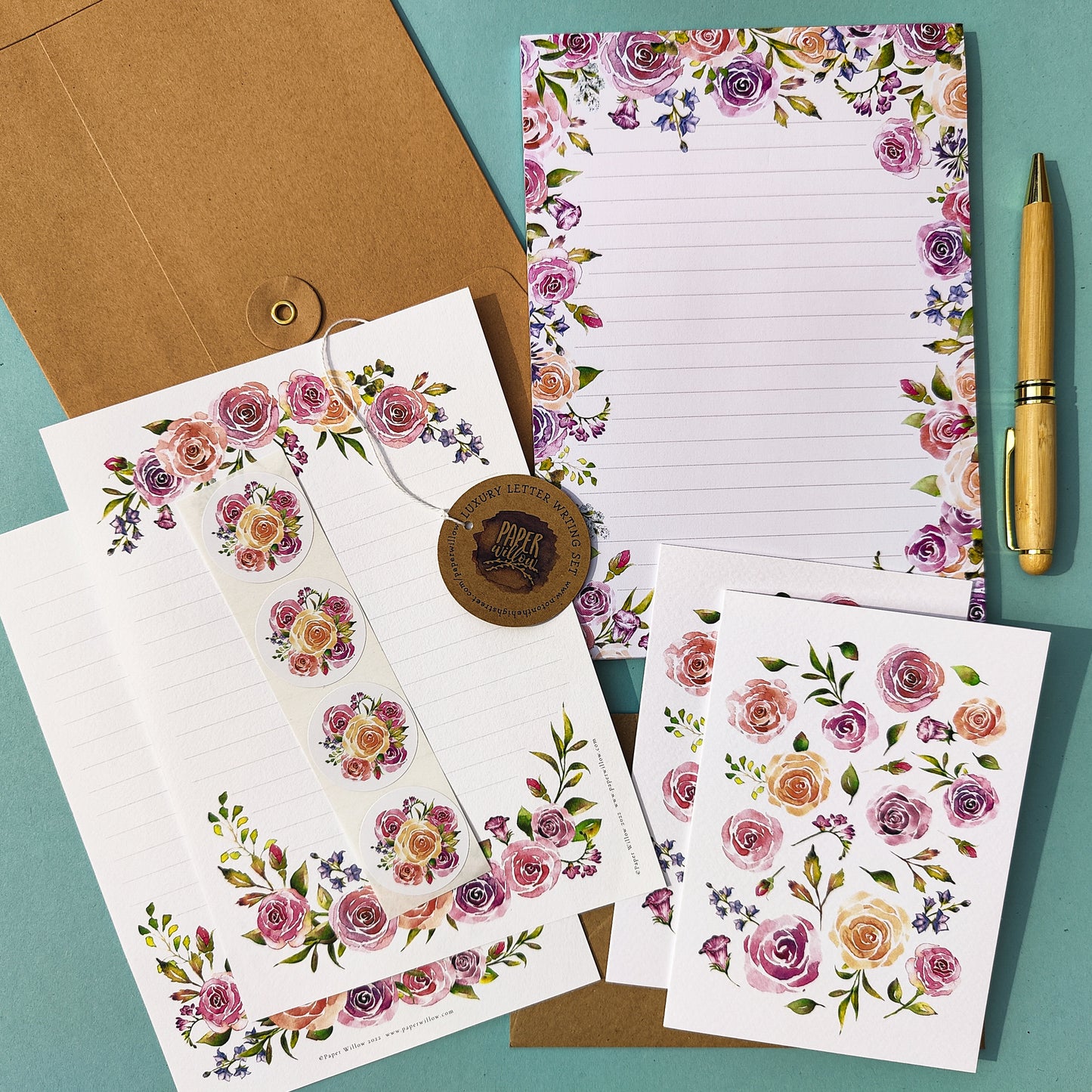 Pink Roses Letter Writing Set