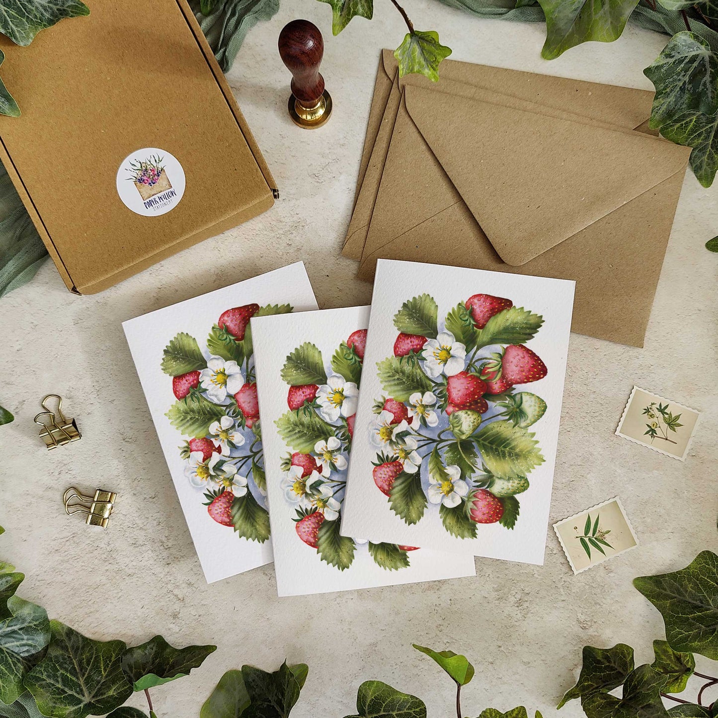 Strawberry Note Cards & Envelopes