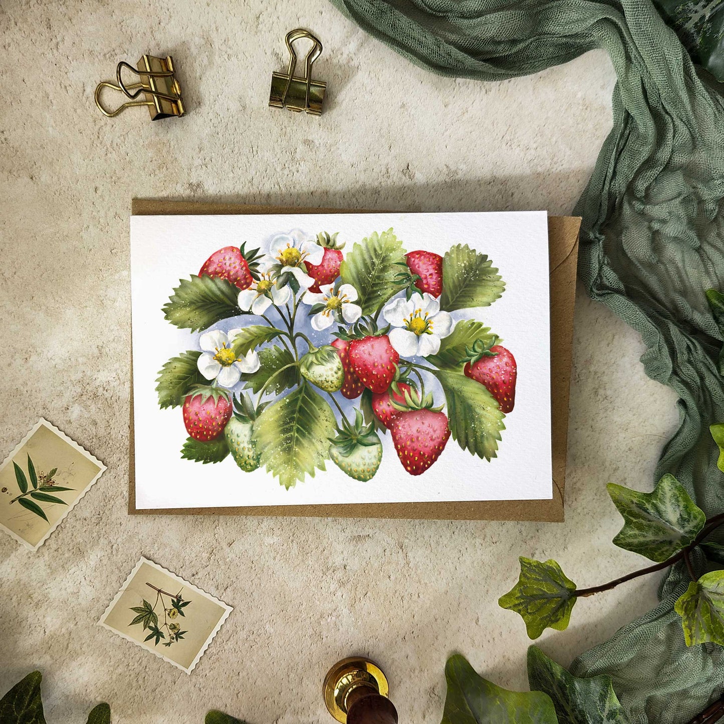 Strawberry Note Cards & Envelopes