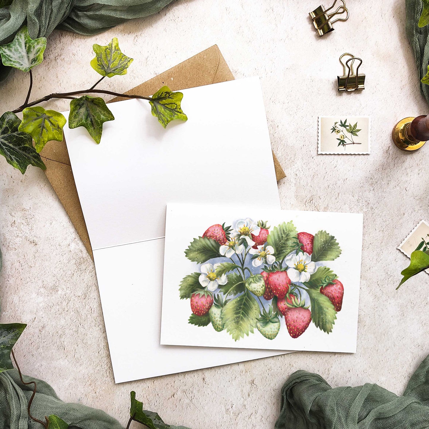 Strawberry Note Cards & Envelopes