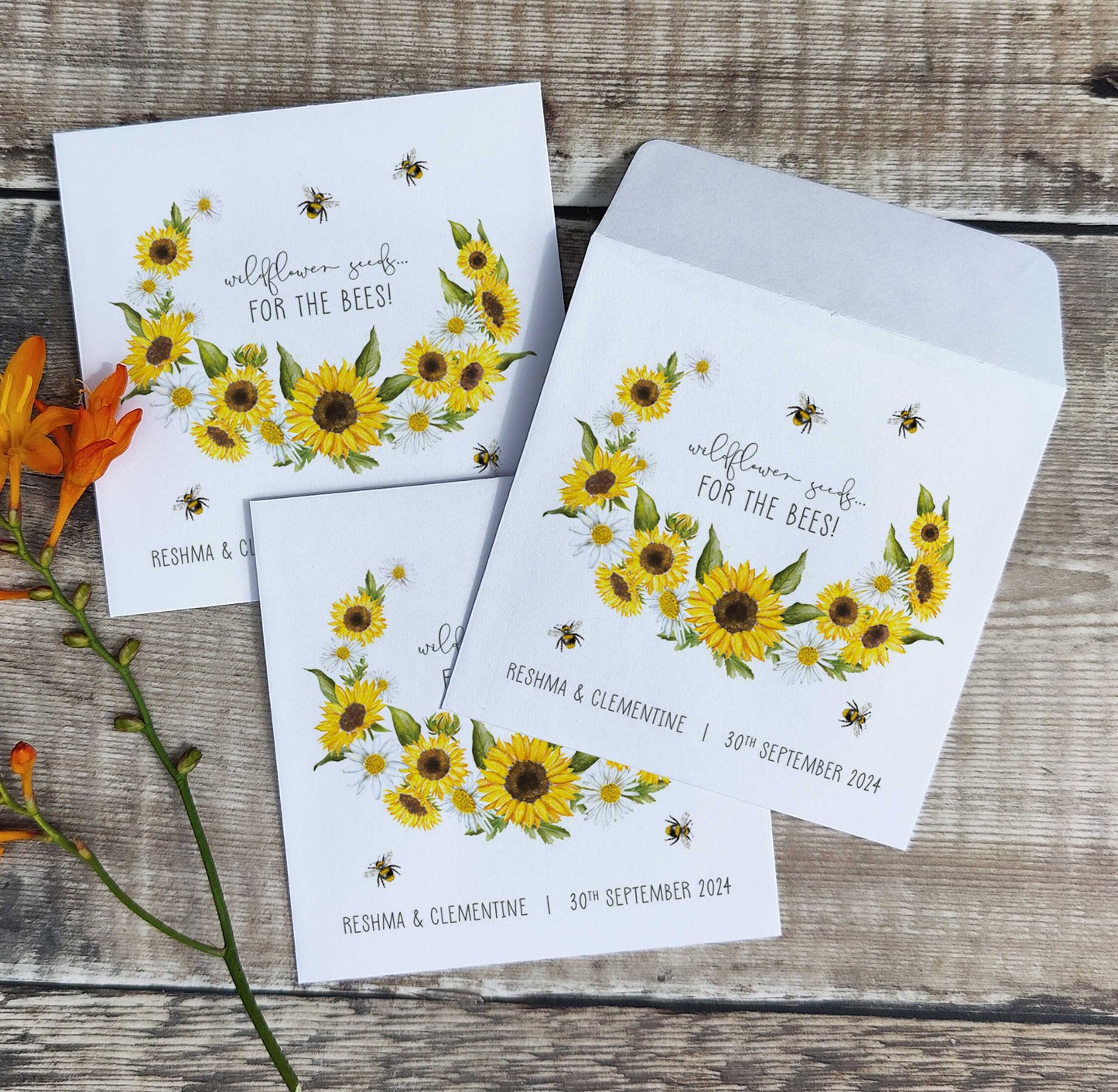 Sunflowers & Daisies Seed Packet Favours (Pack of 10)