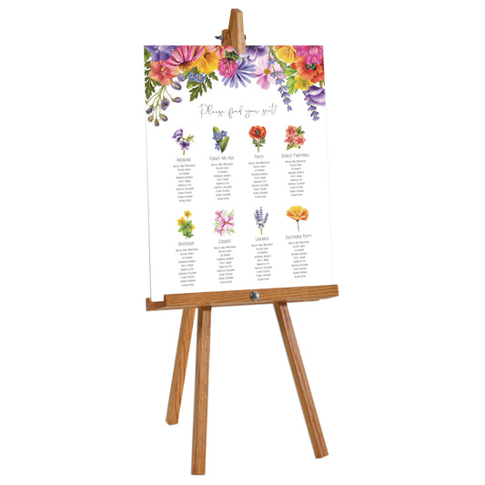 Colourful Flowers Table Plan Board
