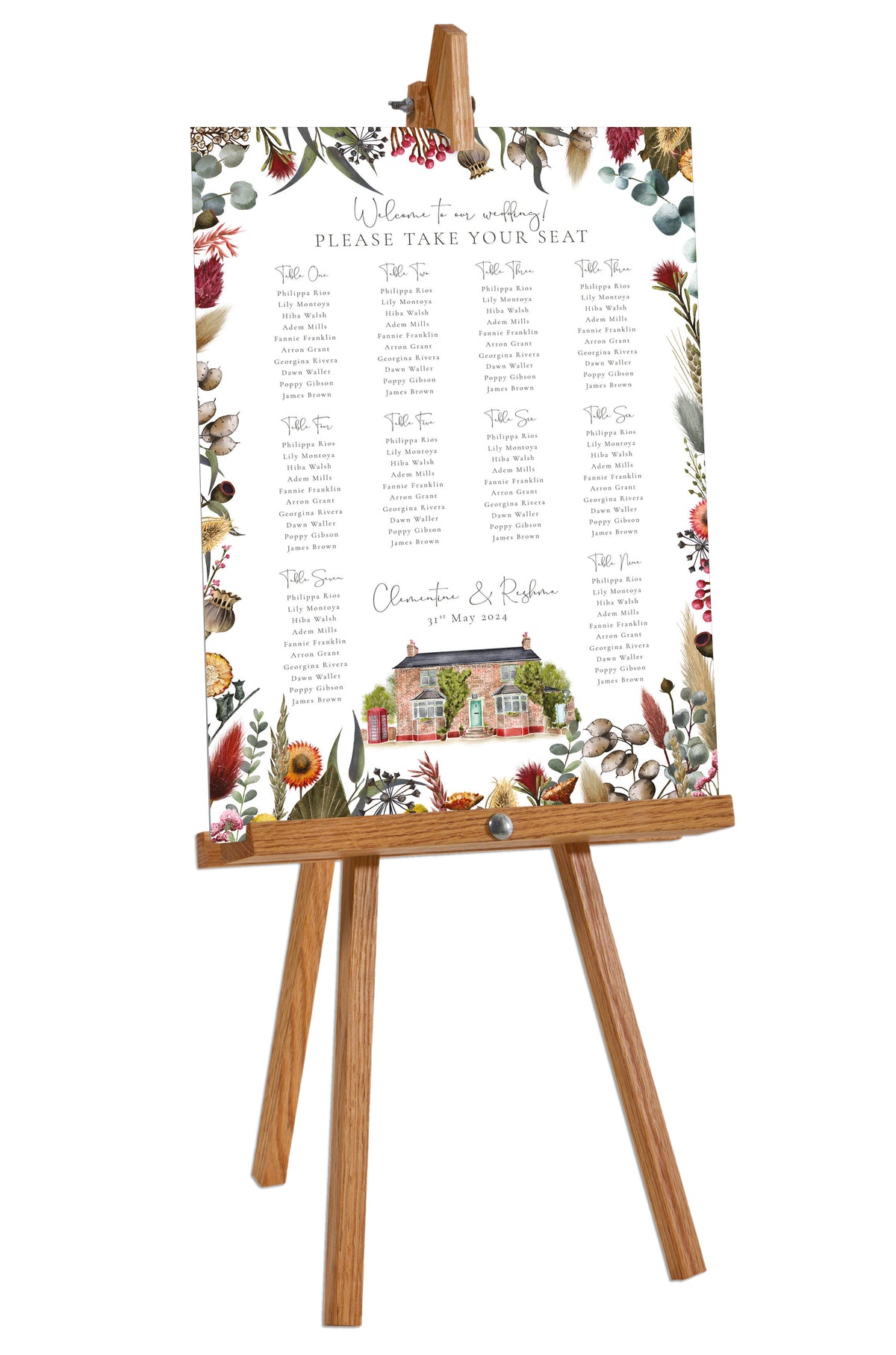 Table Plan Board Example Dried Flowers Table Plan Board – Paper Willow