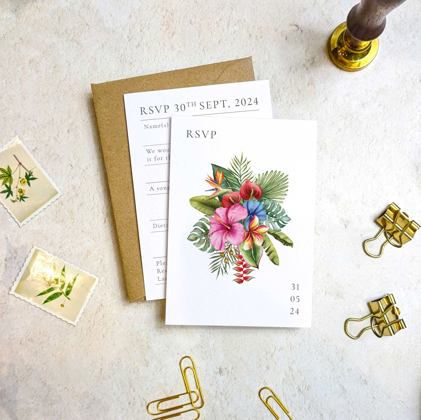 Tropical Floral Folded A6 Invitation