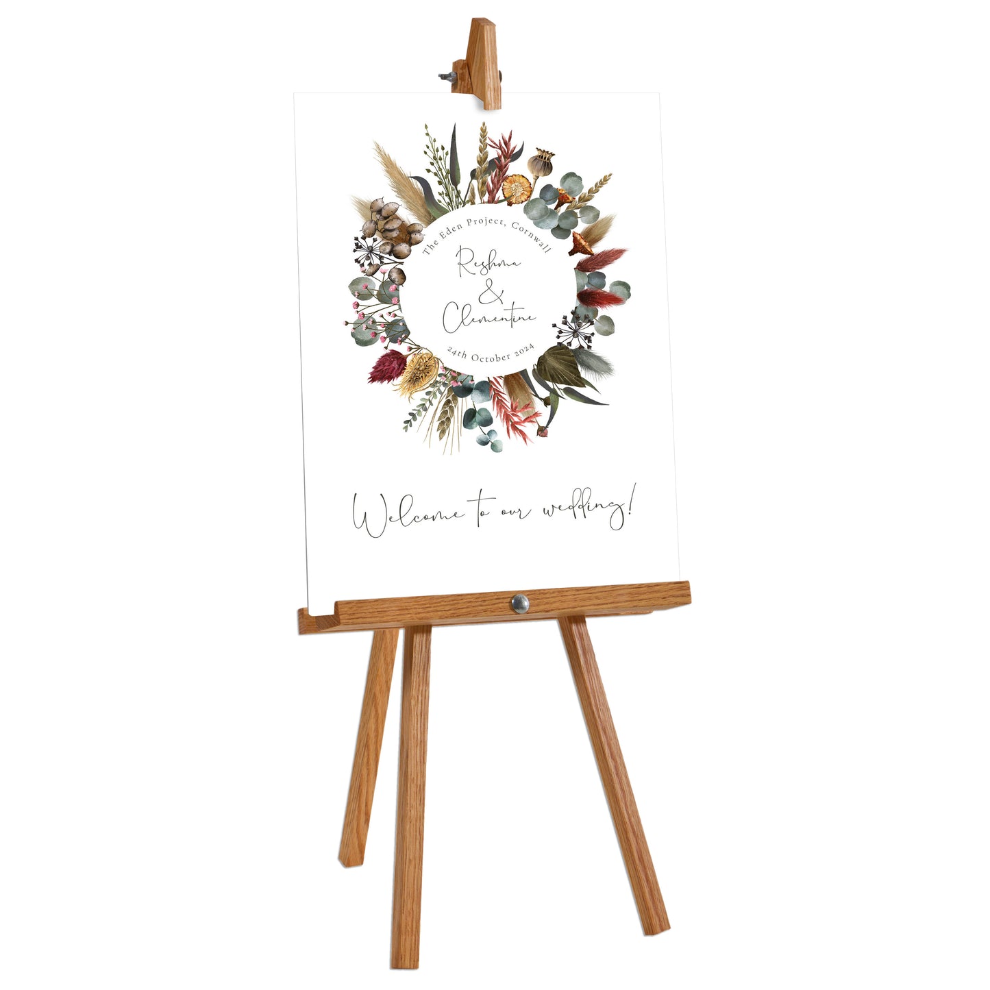 Dried Flowers Welcome Sign/ Wedding Timeline Board