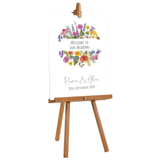 Colourful Flowers Welcome Sign/ Wedding Timeline Board