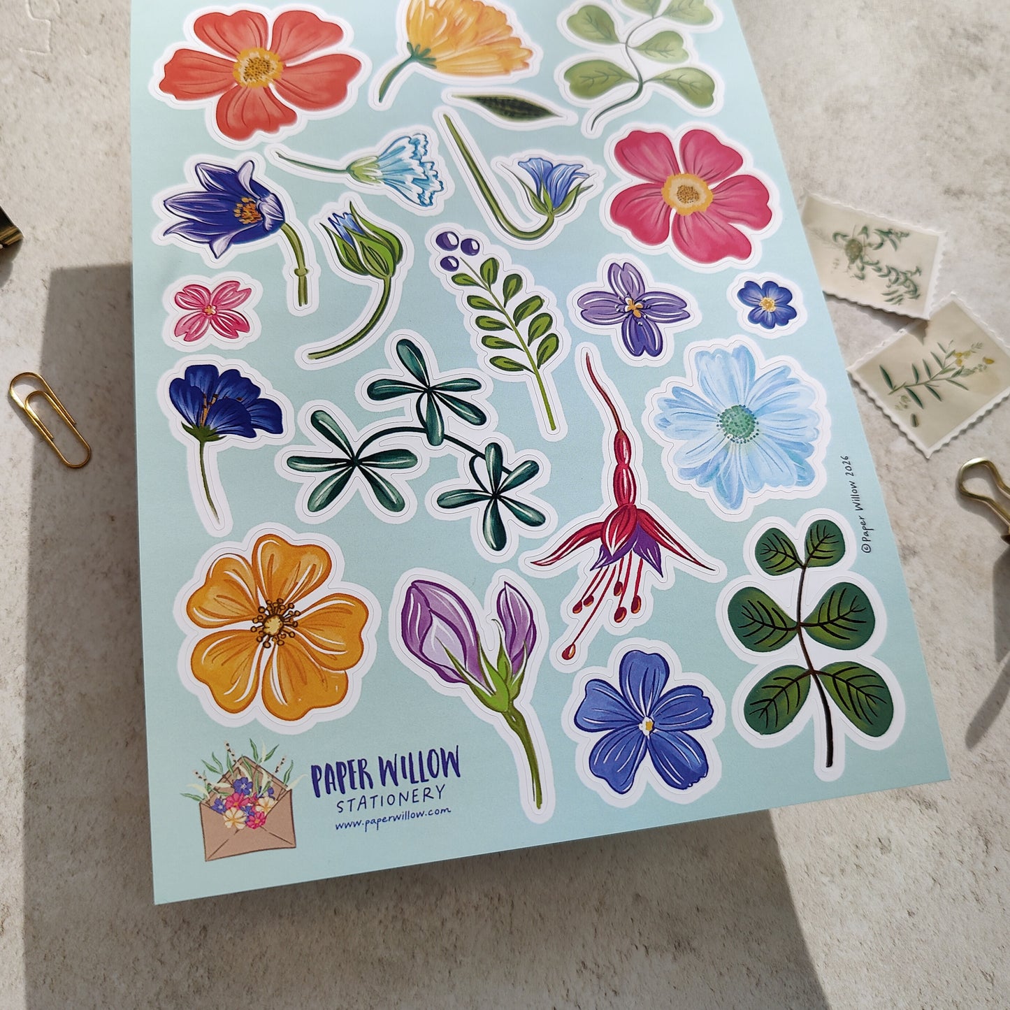 Whimsical Floral A5 Vinyl Sticker Sheet