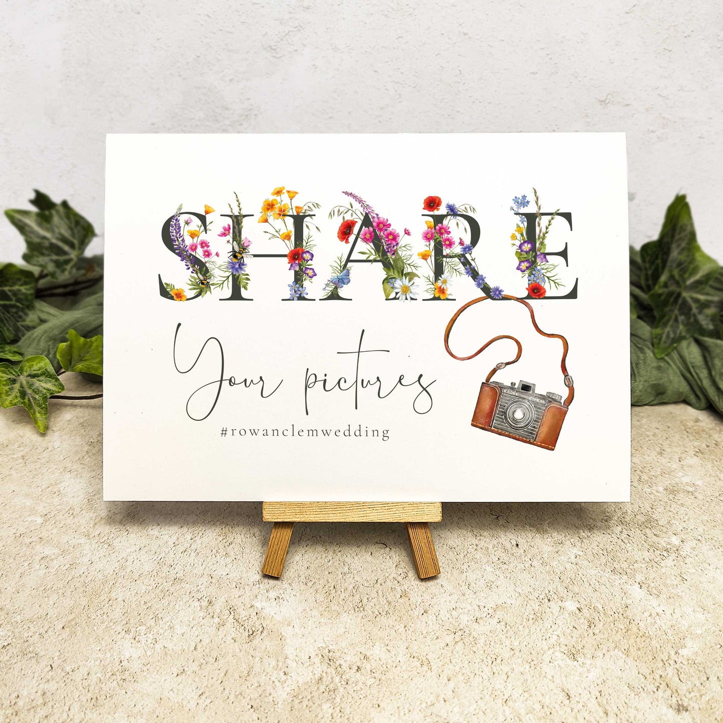 Floral Personalised Hashtag Photo Share Sign