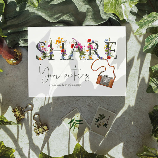 Floral Personalised Hashtag Photo Share Sign