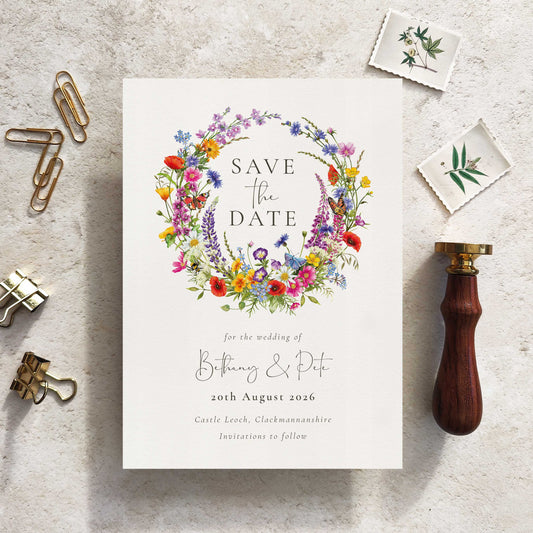 Wildflower Wreath Save The Date Card