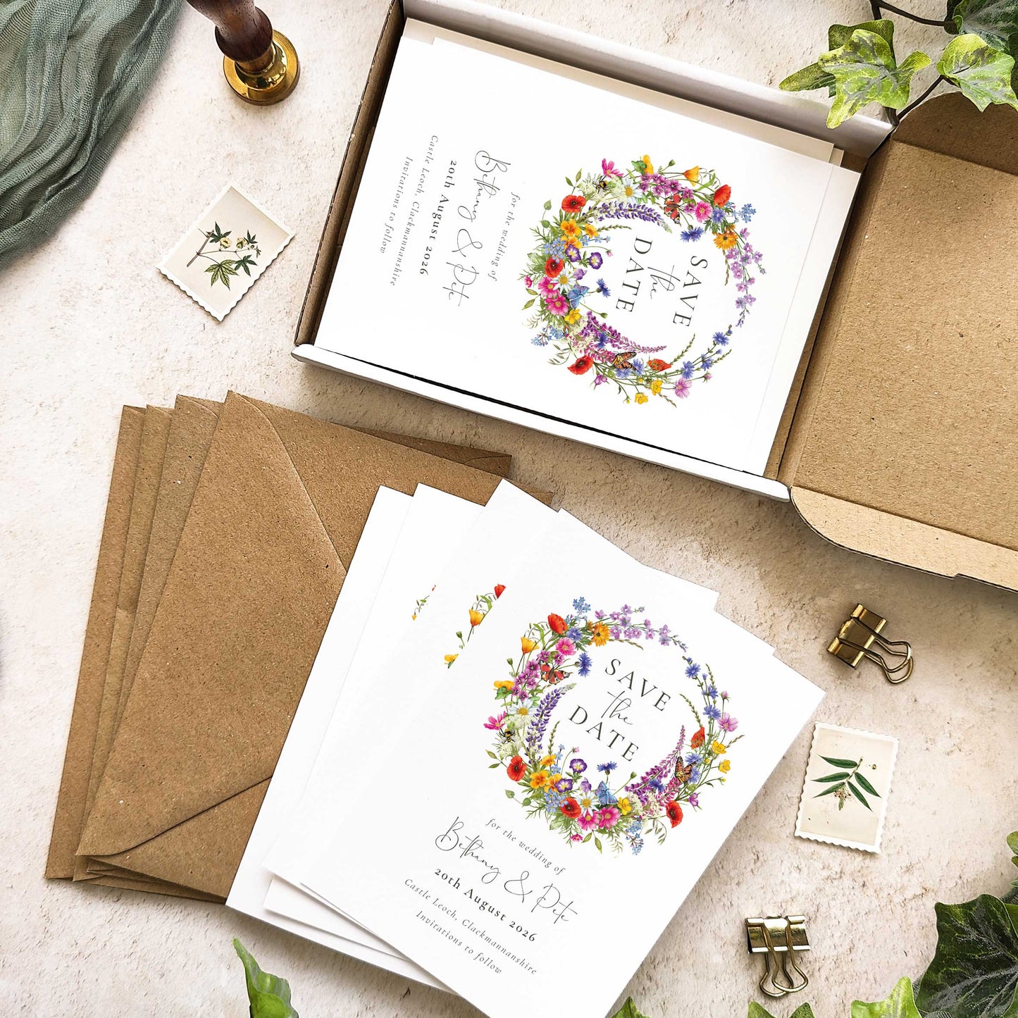 Wildflower Wreath Save The Date Card