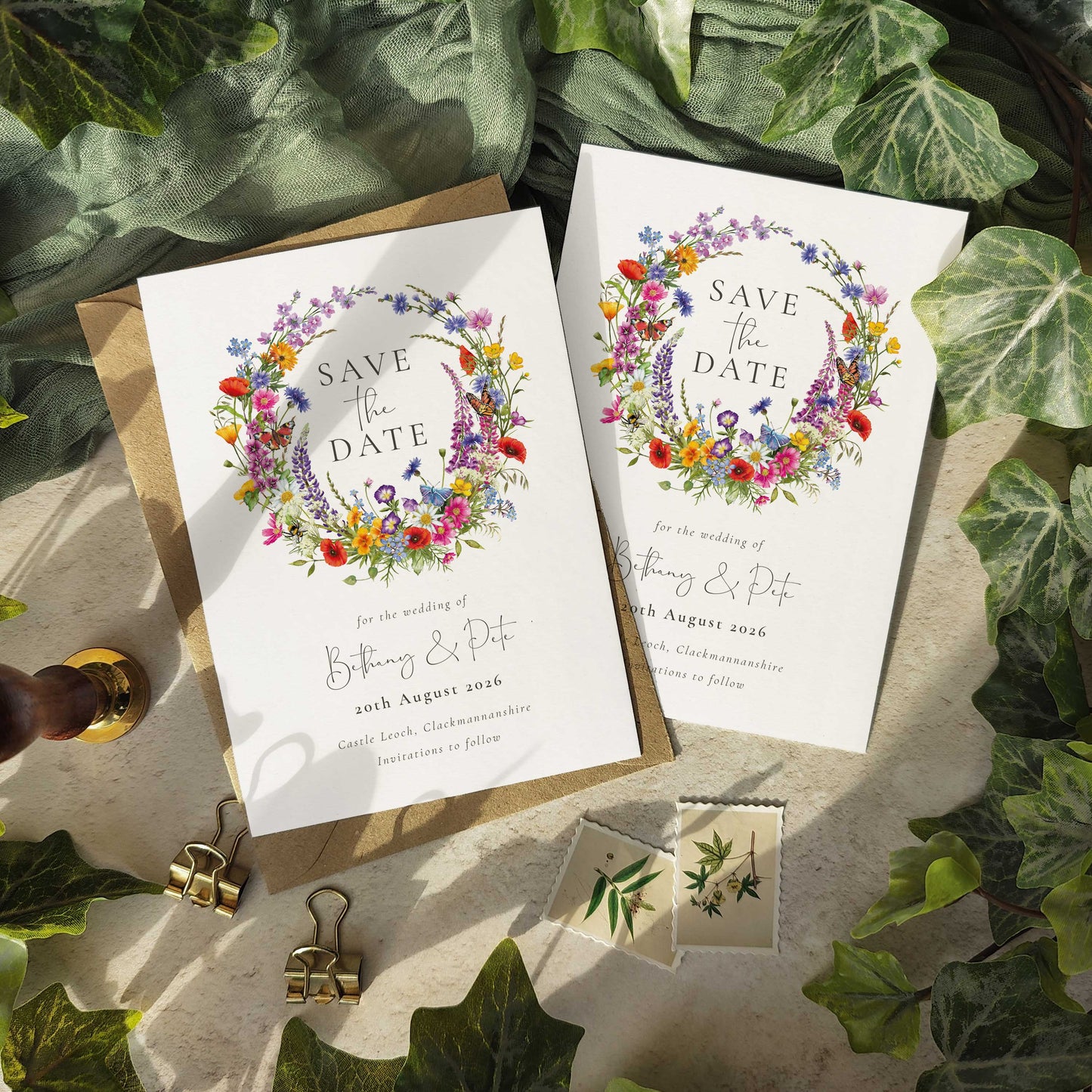 Wildflower Wreath Save The Date Card