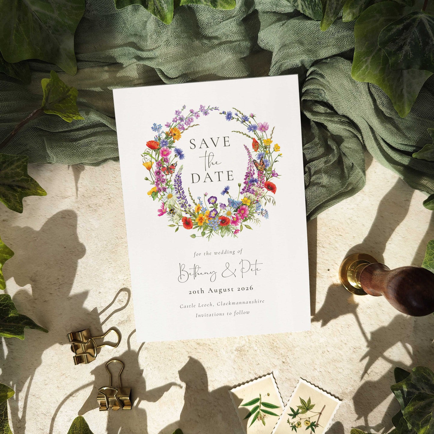 Wildflower Wreath Save The Date Card