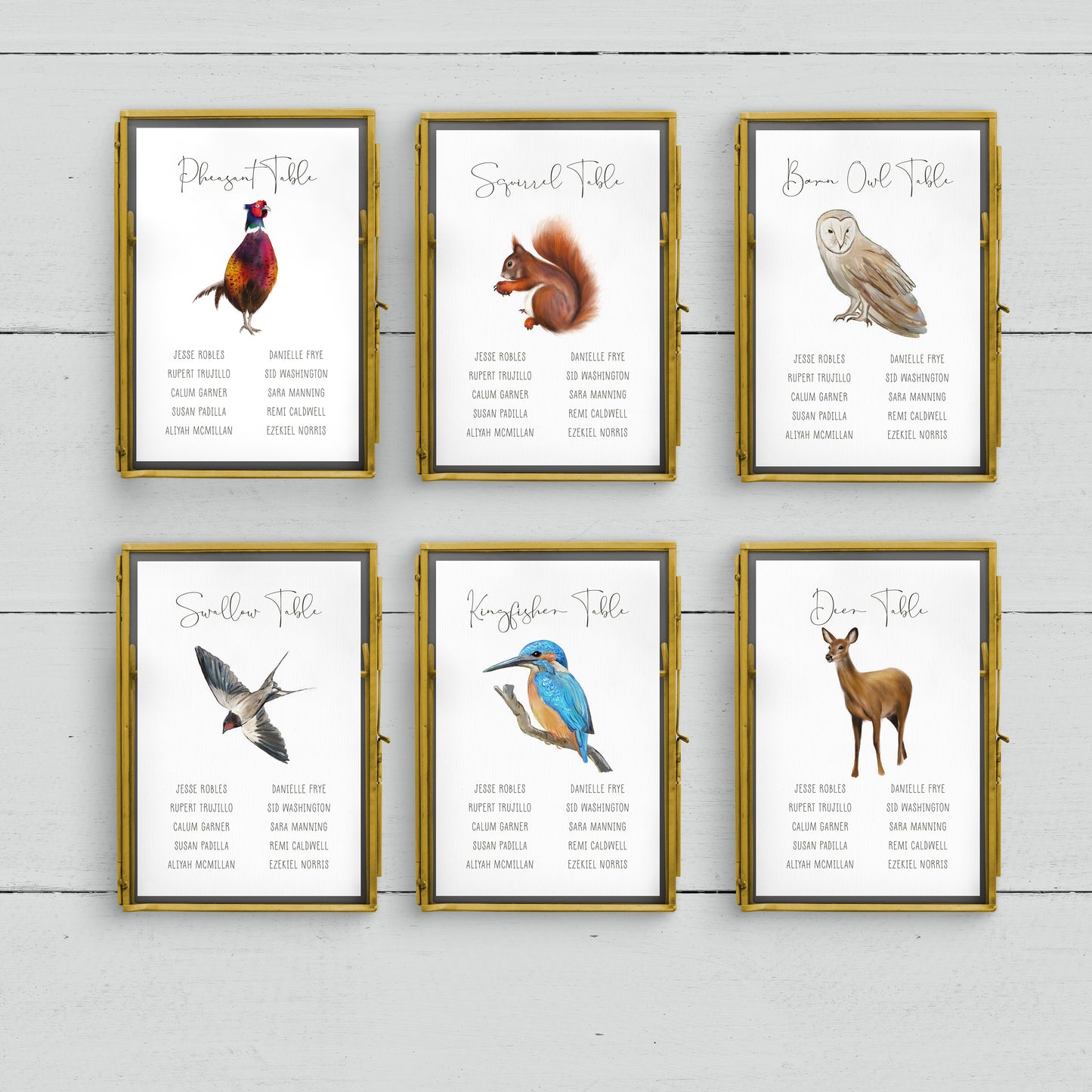 Woodland Animal A5 Table Plan Cards