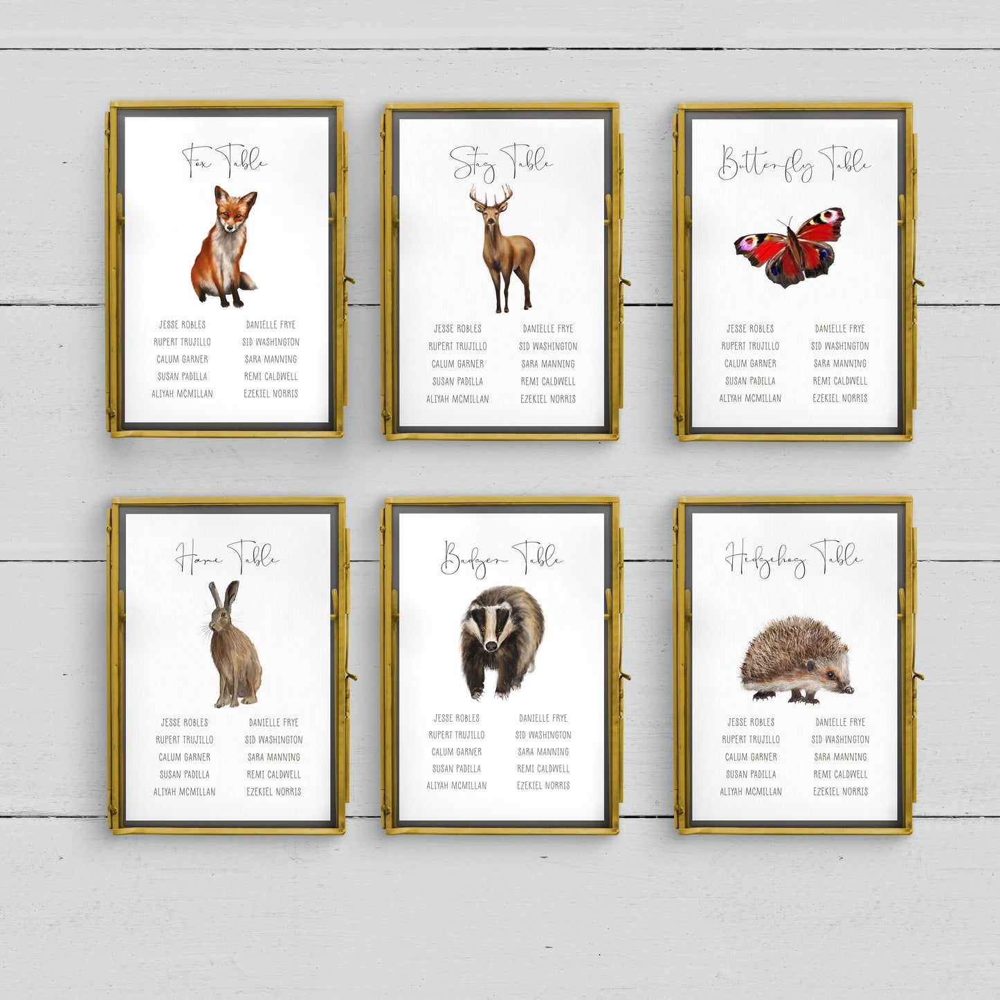 Woodland Animal A5 Table Plan Cards