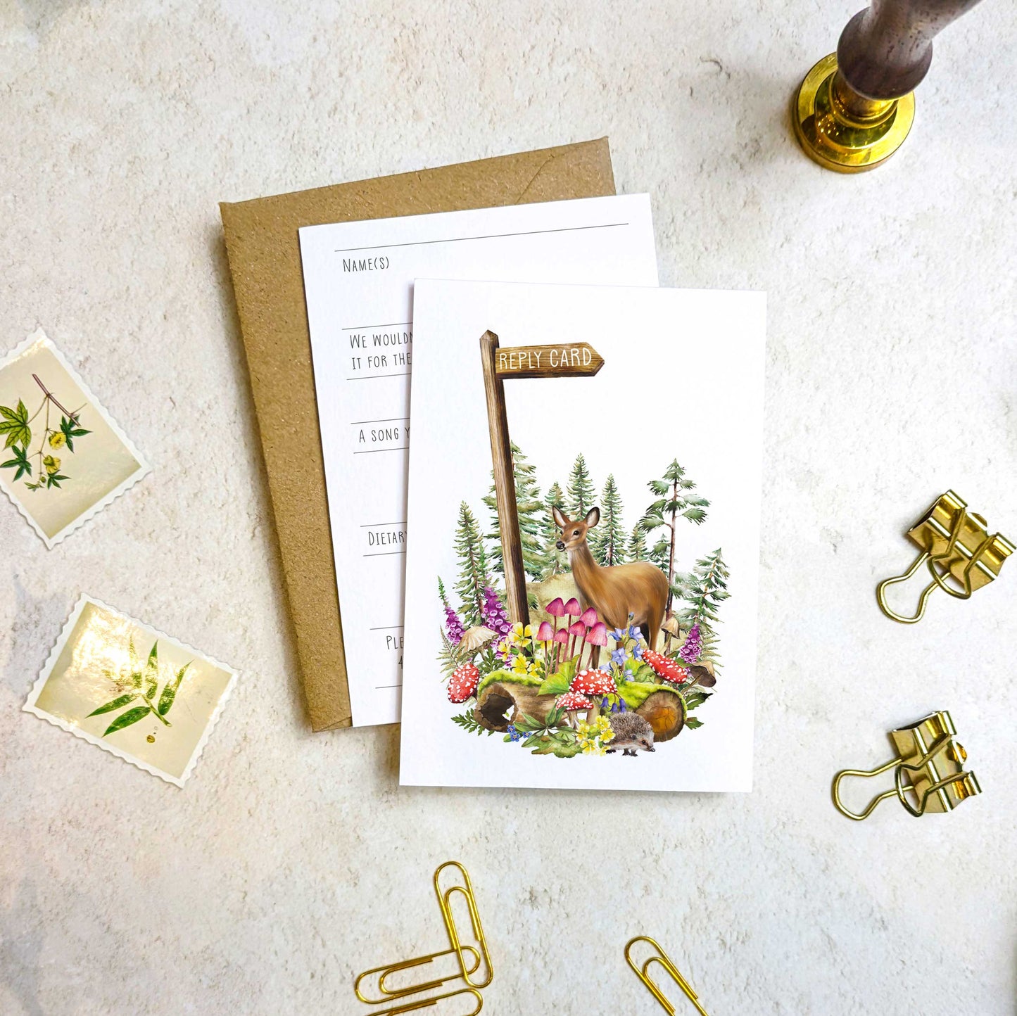 Woodland Animals Folded Square Invitation